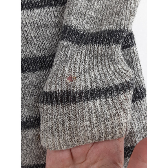 Free People Womens Gray Stripe Oversized Tunic Sweater Slit Boho Casual XS - Picture 8 of 13